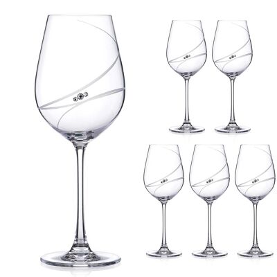 Diamante Swarovski White Wine Glasses 'allure' Collection Hand Cut Design With Swaroski Crystals - Set Of 6
