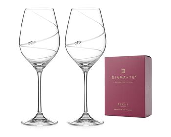 Paire de Verres à Vin Swarovski Diamante - 'toast Swirl' - Ornés de Cristaux Swarovski - Lot de 2