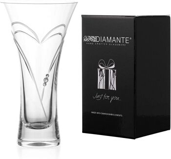 Diamante Trompette Vase 'coeurs' - Petit Vase En Cristal Taillé À La Main Avec Cristaux Swarovski - 18 Cm