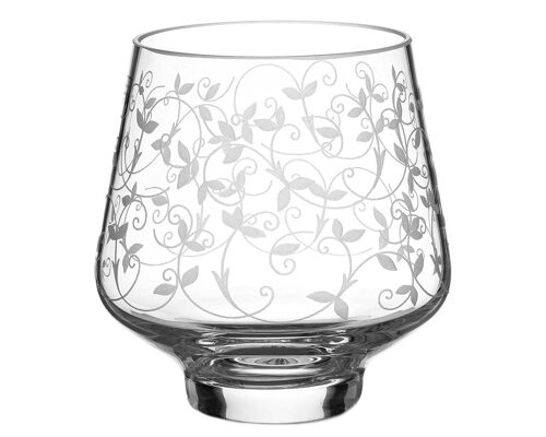 Diamante Votive Tealight Candle Holder 'floral' - Hand Etched - Tealight Included