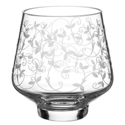 Diamante Votive Tealight Candle Holder 'floral' - Hand Etched - Tealight Included