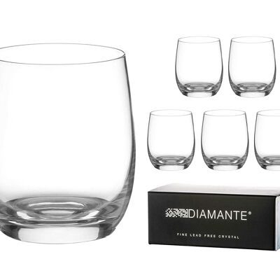 Diamante Water Glasses Or Whisky Tumblers - ‘moda’ Collection Undecorated Crystal - Set Of 6 Short Drinks Crystal Glasses