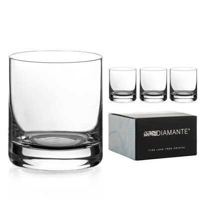 Diamante Whisky Glasses Crystal Short Drink Tumblers - ‘auris’ Collection Undecorated Crystal - Set Of 4