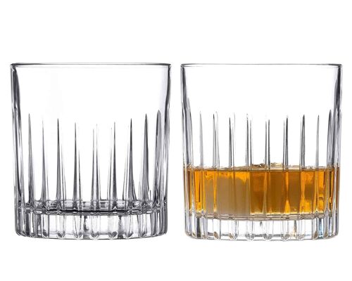 Diamante Whisky Glasses Crystal Short Drink Tumblers Pair - ‘broadway’ Collection – Gift Box Of 2