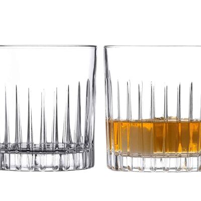 Diamante Whisky Glasses Crystal Short Drink Tumblers Pair - ‘broadway’ Collection – Gift Box Of 2