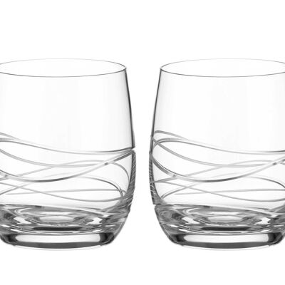 Diamante Whisky Glasses Crystal Short Drink Tumblers Pair With ‘aurora Globo’ Collection Hand Cut Design - Set Of 2