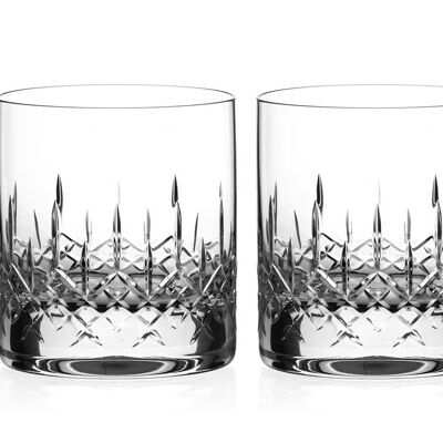 Diamante Whisky Glasses Crystal Short Drink Tumblers Pair With ‘hampton’ Collection Hand Cut Design - Set Of 2