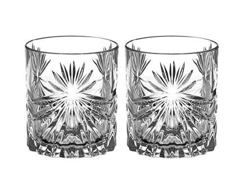 Diamante Whisky Glasses Crystal Short Drink Tumblers Pair – ‘riviera’ Collection – Gift Box Of 2