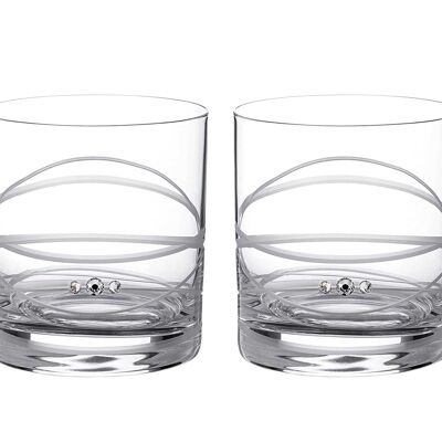 Diamante Whisky Glasses Crystal Short Drink Tumblers Set With ‘new Orbit' Collection Design - Set Of 2 Embellished With Swarovksi Crystals