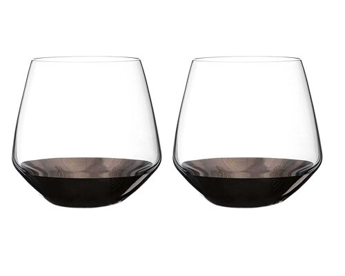 Diamante Whisky Glasses Pair - ‘bellagio Platinum’ - Set Of 2 Tumbler Glasses – Painted With Real Platinum
