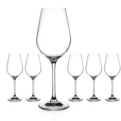 Diamante White Wine Glasses - ‘auris’ Collection Undecorated Crystal - Set Of 6