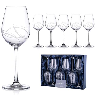 Diamante White Wine Glasses Set Of 6 With 'arctic' Hand Cut Design - Perfect Gift - Set Of 6