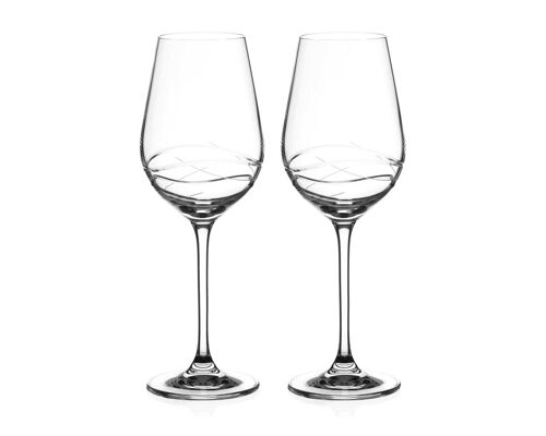 Diamante White Wine Glasses – ‘venice’ Collection Hand Cut Crystal – Set Of 2