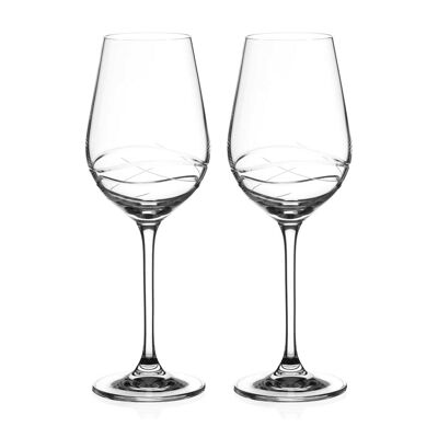 Diamante White Wine Glasses – ‘venice’ Collection Hand Cut Crystal – Set Of 2