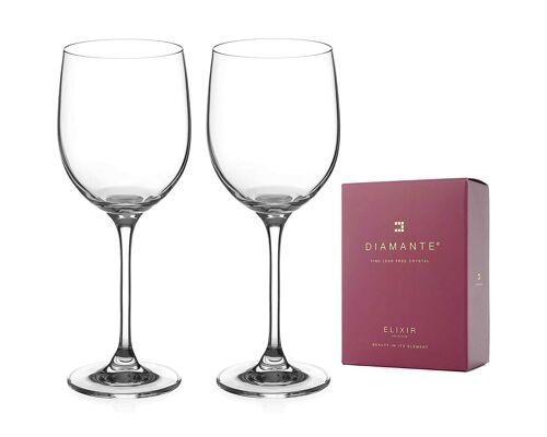 Diamante Wine Glasses Pair - ‘everyday’ Collection Undecorated Crystal - Set Of 2