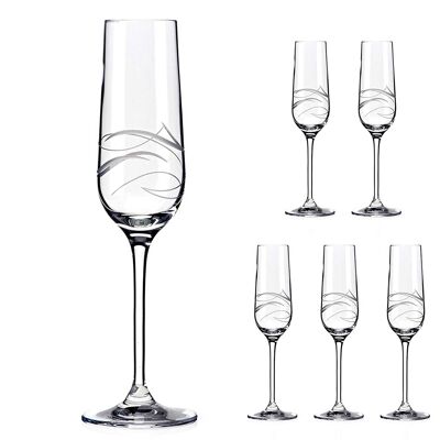 Fantasy Hand Cut Champagne Flute Prosecco Glasses - Set Of 6 - Perfect Gift