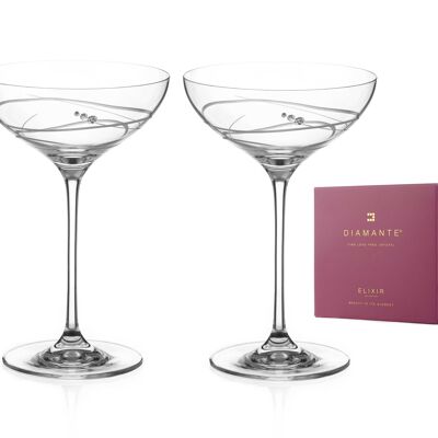 Hand Cut Crystal Champagne Saucer Soho Adorned With Swarovski Crystals - Set Of 2