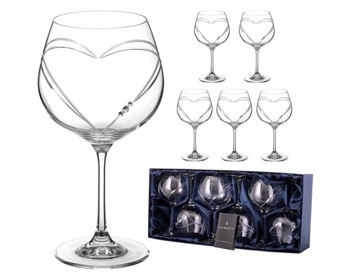 Hearts Crystal Gin Glasses Adorned With Swarovski Crystals – Set Of 6
