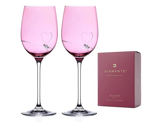 Lustre Wine Glasses Pair 'romance' Embellished With Swarovski Crystals - Set Of 2