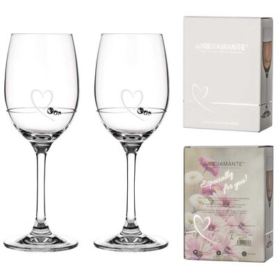 Petit Heart Wine Pairs Etched Design Embellished With Swarovski Crystals