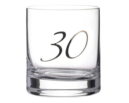 Platinum Embossed 30th Lead Free Crystal Tumbler - Single Glass
