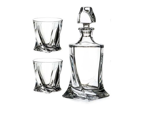 Quadro Whisky Spirit Decanter 5 Piece Set Made From Premium Lead Free Crystal