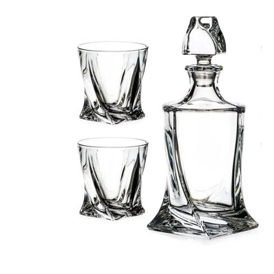 Quadro Whisky Spirit Decanter 5 Piece Set Made From Premium Lead Free Crystal