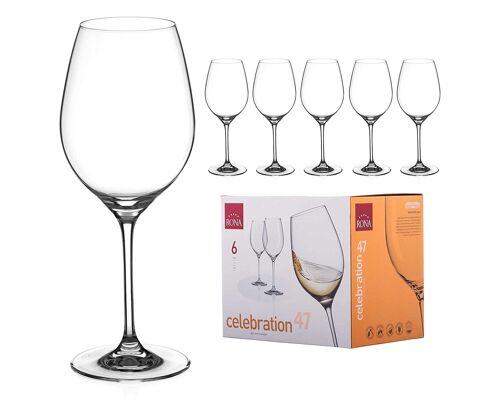 Rona Select Crystal Red Wine Glasses – ‘celebration’ Collection - Set Of 6 Glasses