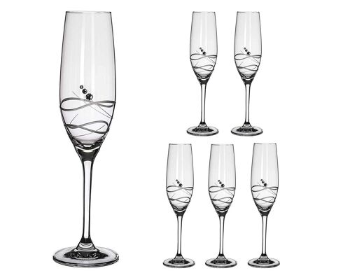 Six Soho Champagne And Prosecco Glasses Featuring Swarovkski® Elements
