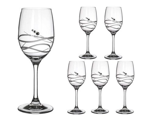 Six Soho Hand Cut White Wine Glasses – Embellished With Swarovski® Crystals