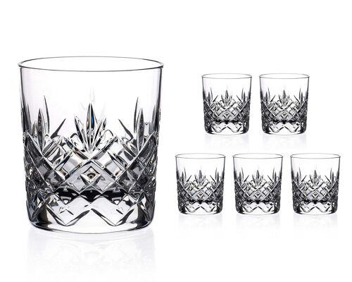 Symphony Whisky Tumbler Glass 24% Lead Crystal With Traditional Design - Set Of 6 In A Satin Lined Premium Gift Box