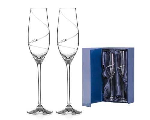 Toast Swirl Champagne Flutes Adorned With Swarovski Crystals - Set Of 2