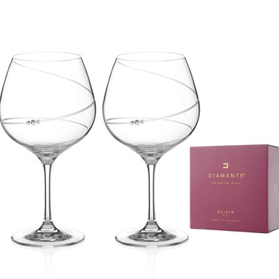 Toast Swirl Crystal Gin Glasses Adorned With Swarovski Crystals - Set Of 2