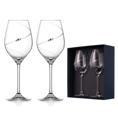 Two Silhouette White And Rosé Wine Glasses Featuring Swarovski® Crystals