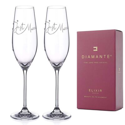 Two ‘just Married’ Wedding Glasses – Adorned With Crystals By Swarovski®