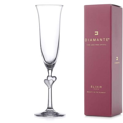 Valentine Heart Champagne Prosecco Flutes In A Gift Box Lead Free Crystal