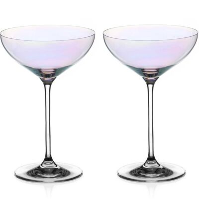 White Lustre Champagne Saucers - Set Of 2