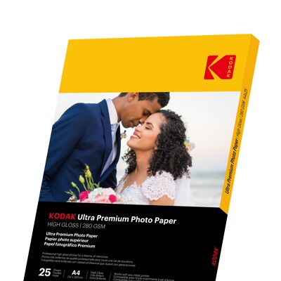 Kodak 9891261 - 25 Feuilles De Papier Photo 280g/m², Brillant, A4, Jet D'encre