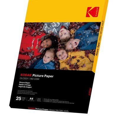 Kodak 9891263 - 25 Feuilles De Papier Photo 180g/m², Brillant, Format A4 (21x29,7cm)