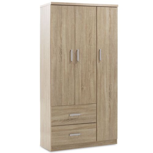 Wardrobe LEGO pakoworld with 3 doors and drawers in sonoma color 120x45x180cm
