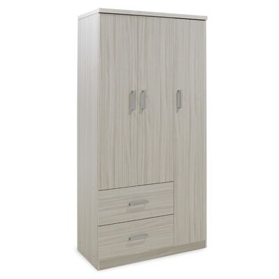 Wardrobe LEGO pakoworld with 3 doors and drawers in white-grey color 120x45x180cm