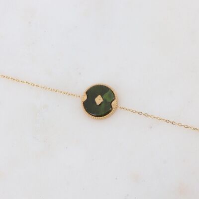 Golden Bobby bracelet with round green acetate