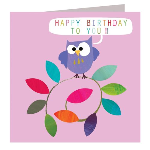 GL24 Owl Happy Birthday Card