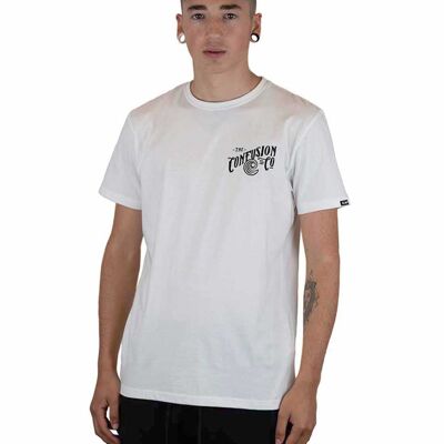 Huesuda white black print  tshirt