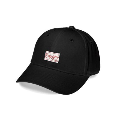 Handcrafted logo curved visor black cap