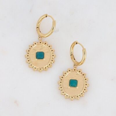 Abigail golden hoop earrings with Apatite stone