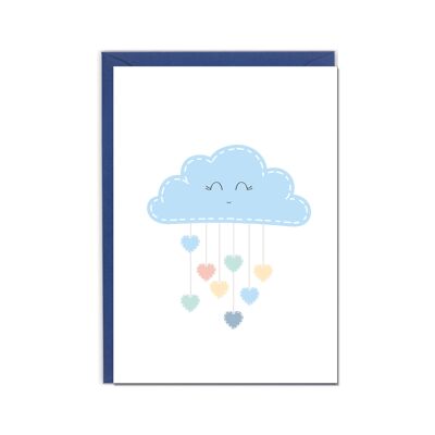 Card pieghevole verticale, NUVOLA blu