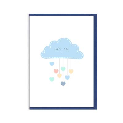 Tarjeta plegable vertical, NUBE azul