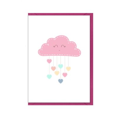 Biglietto pieghevole verticale, WOLKE rosa