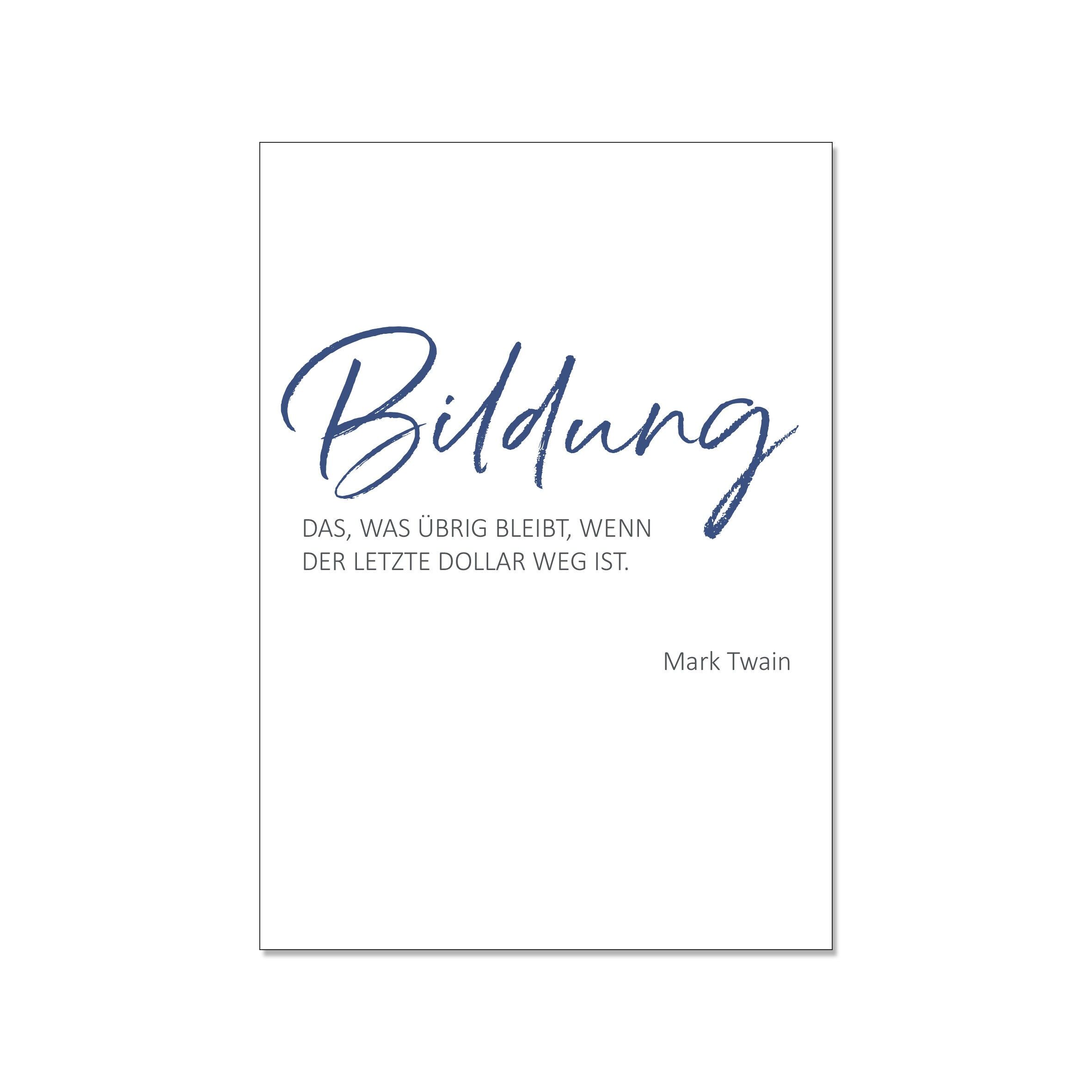 Cartolina in su, ISTRUZIONE = QUELLO CHE RIMANE QUANDO L'ULTIMO DOLLARO È ANDATO. - MARK TWAIN